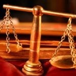 Gold scales of justice