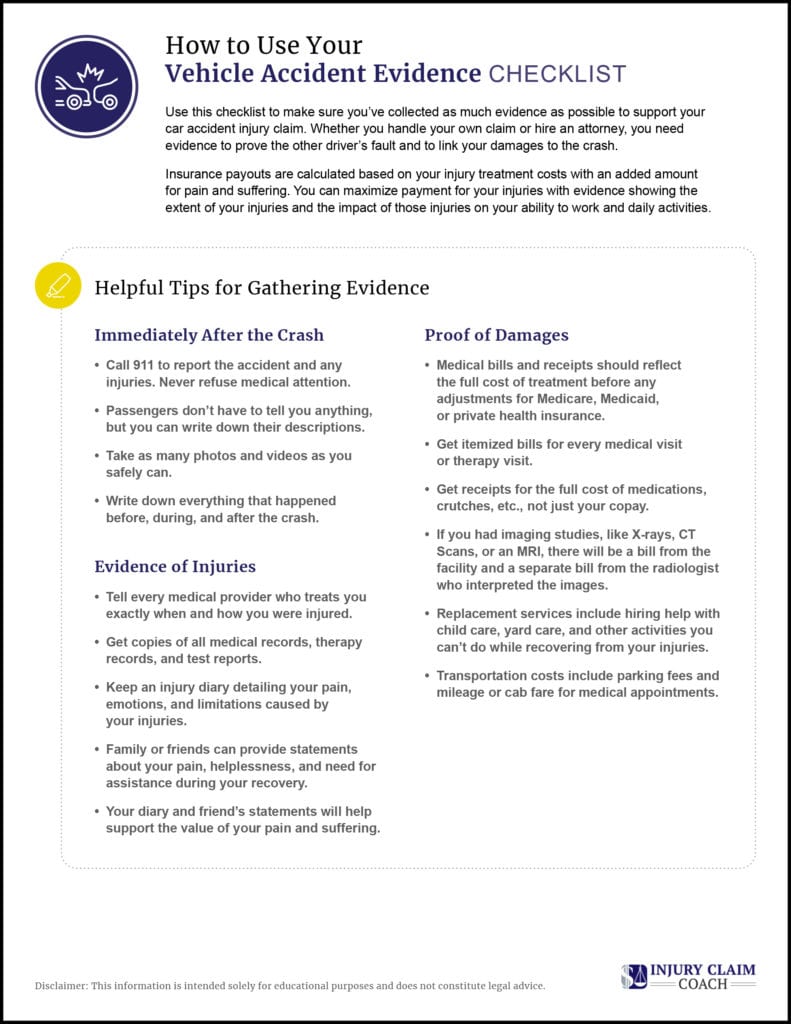Vehicle Accident Evidence Checklist Tips