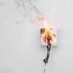 Burning wire and rosettes socket plug