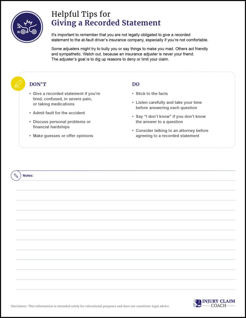 Recorded statement planning worksheet page 2