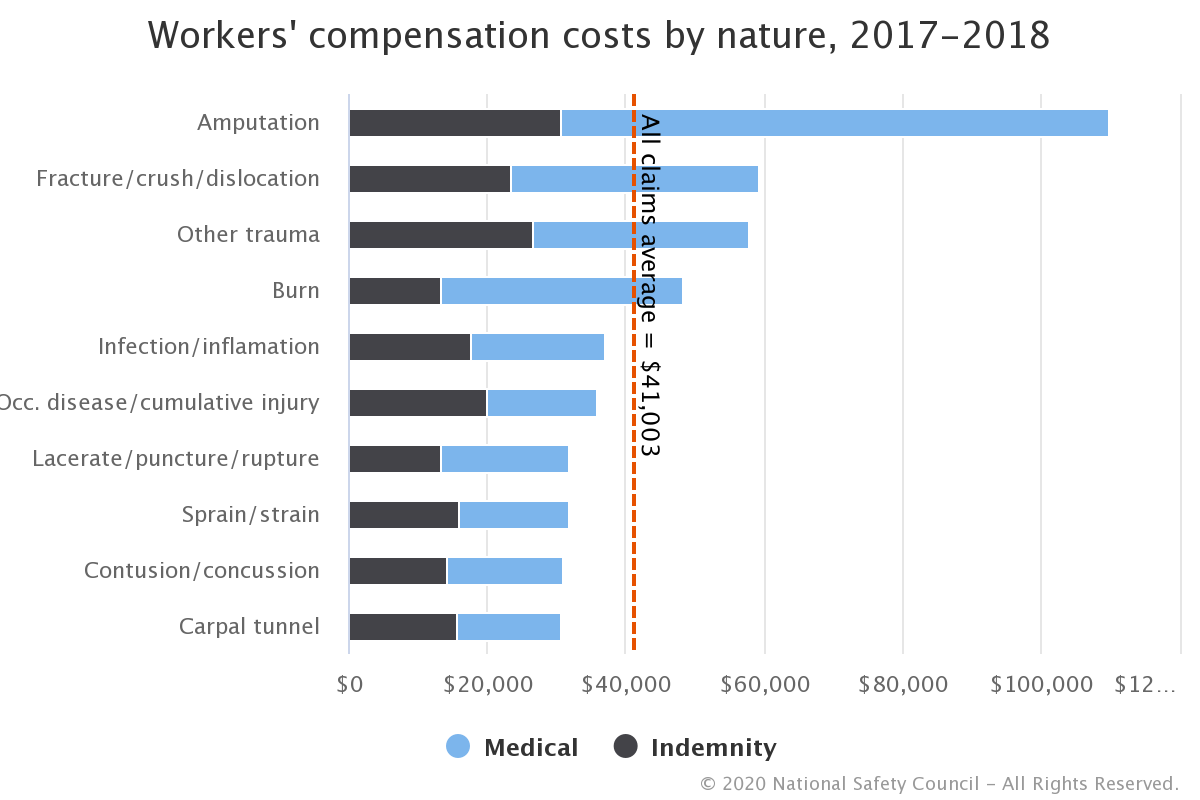 Workers comp cost by nature of injury