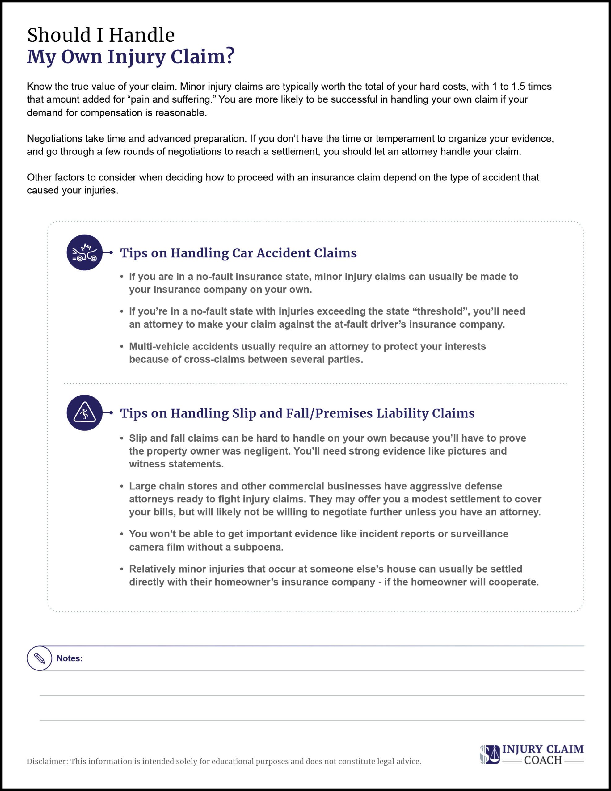 DIY Injury Claim Worksheet